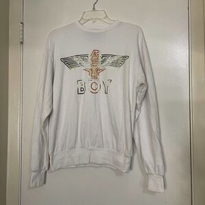 BOY LONDON white crew neck logo long sleeve sweatshirt sweater size XS
